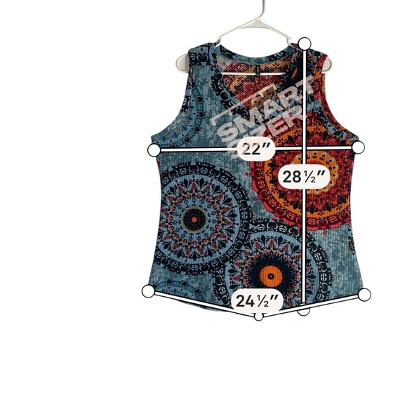Iwolence Boho Mandala Tank Top – Colorful Festival V-Neck Sleeveless Blouse (XL) - Picture 8 of 13